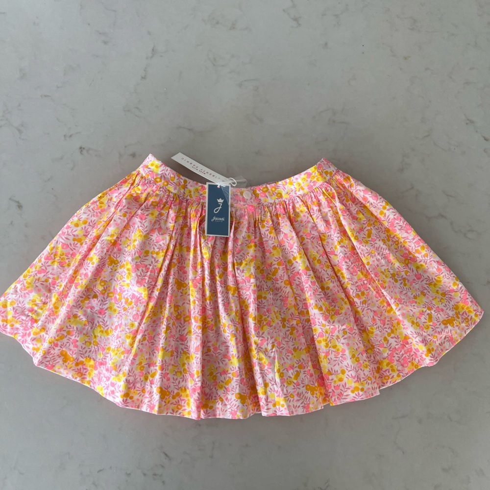 Jacadi Pink and Yellow Floral Cotton Skirt